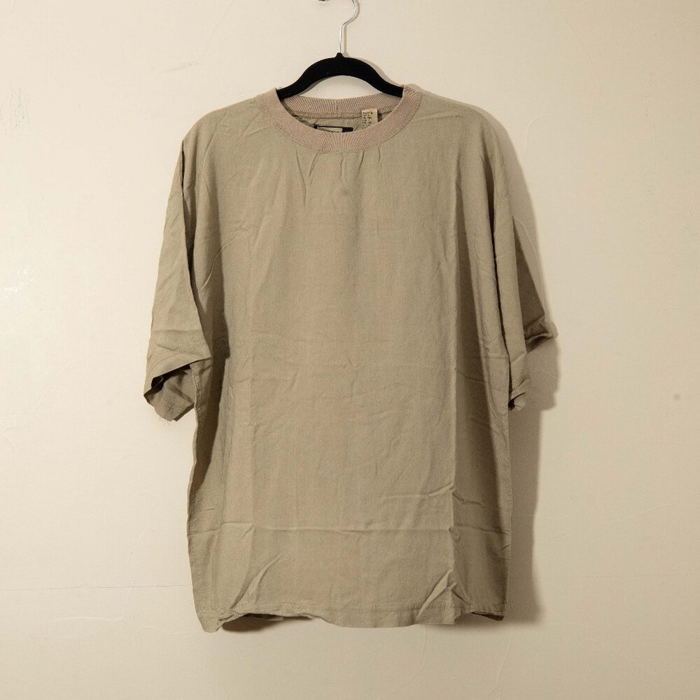 100% Rayon Tan Oversized Boxy Tee Shirt (XL)